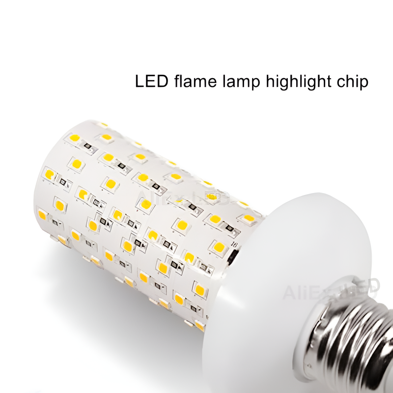 LED-Flammenlampe mit Highlight-Chip, energiesparend, weiß, E27-Sockel, moderne Beleuchtung.
