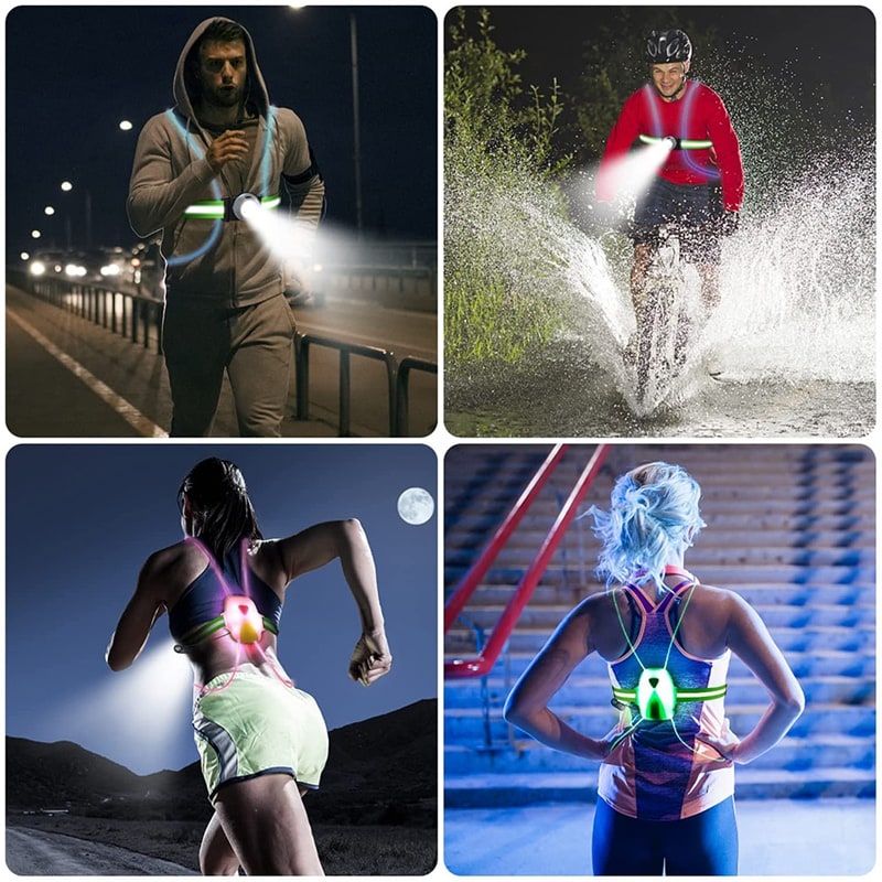 Laufweste mit LED-Beleuchtung für Nachtläufe, reflektierend, unisex, ideal für Sicherheit.
