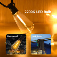 Wasserdichte LED-Lichterkette, 2200K, für Innen- und Außenbereich, Weihnachtsbeleuchtung.