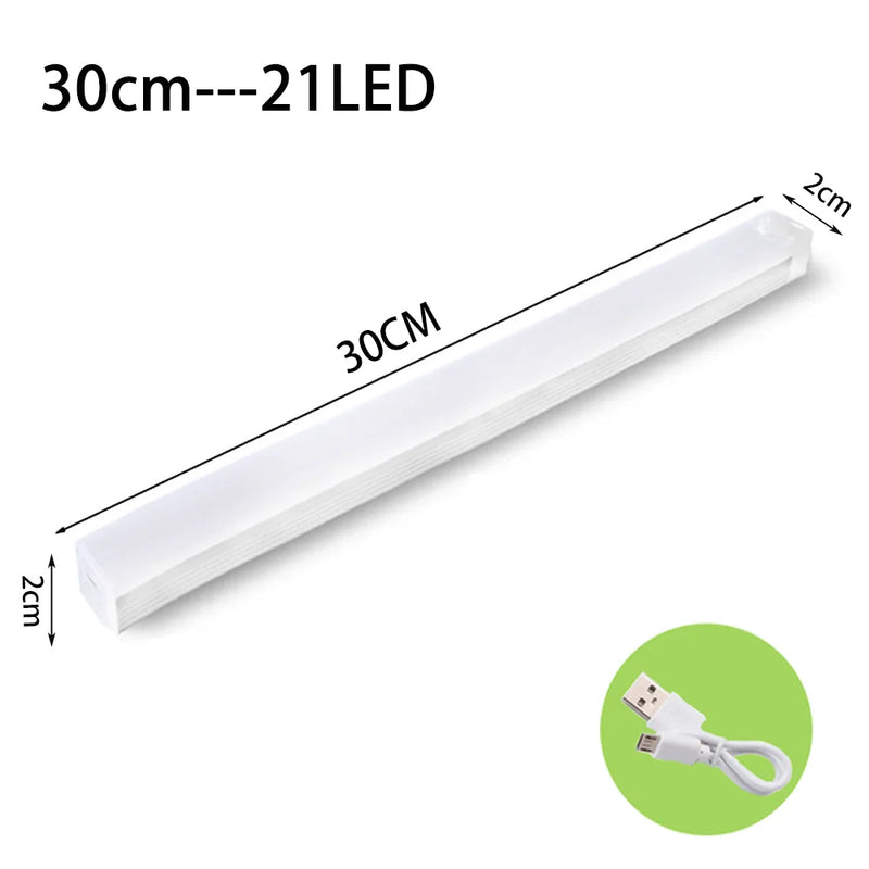 LED-Lichtleiste 30cm, 21 LEDs, USB-betrieben, weiß, energiesparend, für Schrankbeleuchtung.