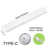 LED-Lichtleiste 50cm, 36 LEDs, USB-C, 1000mAh Akku, weiß, energiesparend, kabellos.