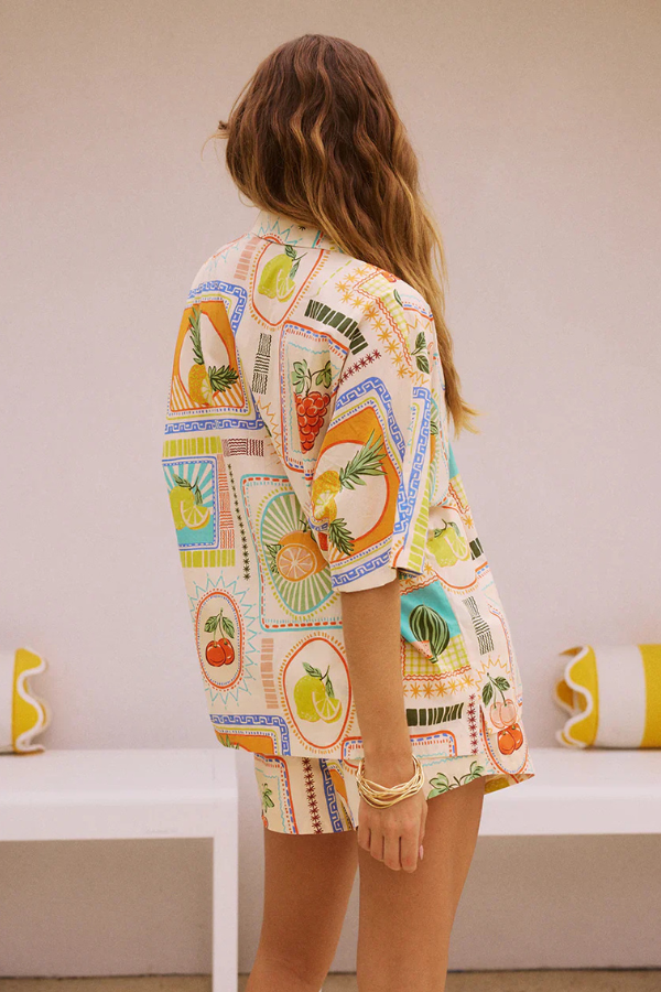 Zweiteiliger Damen Sommerset mit retro Fruchtprint – Noémie