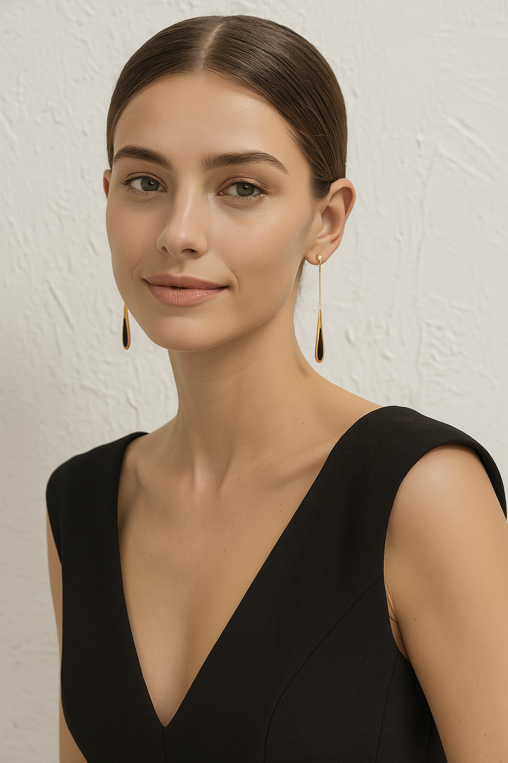 Lange Fransen | Lange Ohrringe mit schwarzem Frans für Frauen