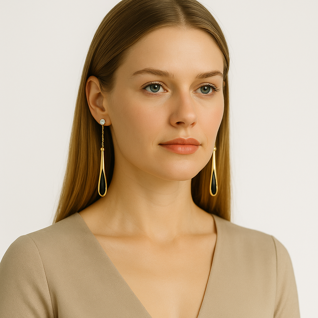 Lange Fransen | Lange Ohrringe mit schwarzem Frans für Frauen