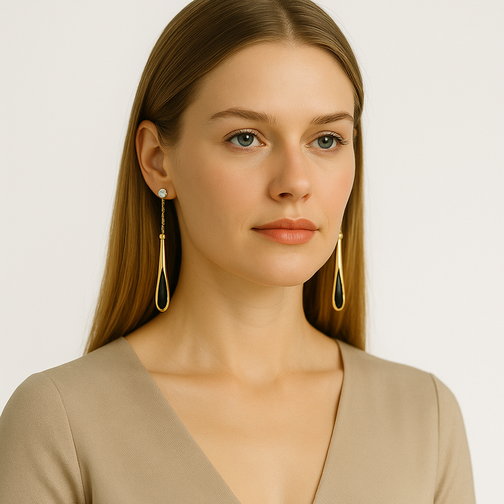 Lange Fransen | Lange Ohrringe mit schwarzem Frans für Frauen