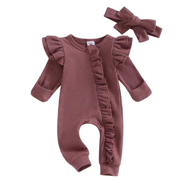 Mädchen Babysuit mit Rüschen – Herbstzauber NolaBloom