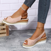 Damen Sandalen Rosa Keilabsatz Sommermode Bequem Elegant Casual Schuhe