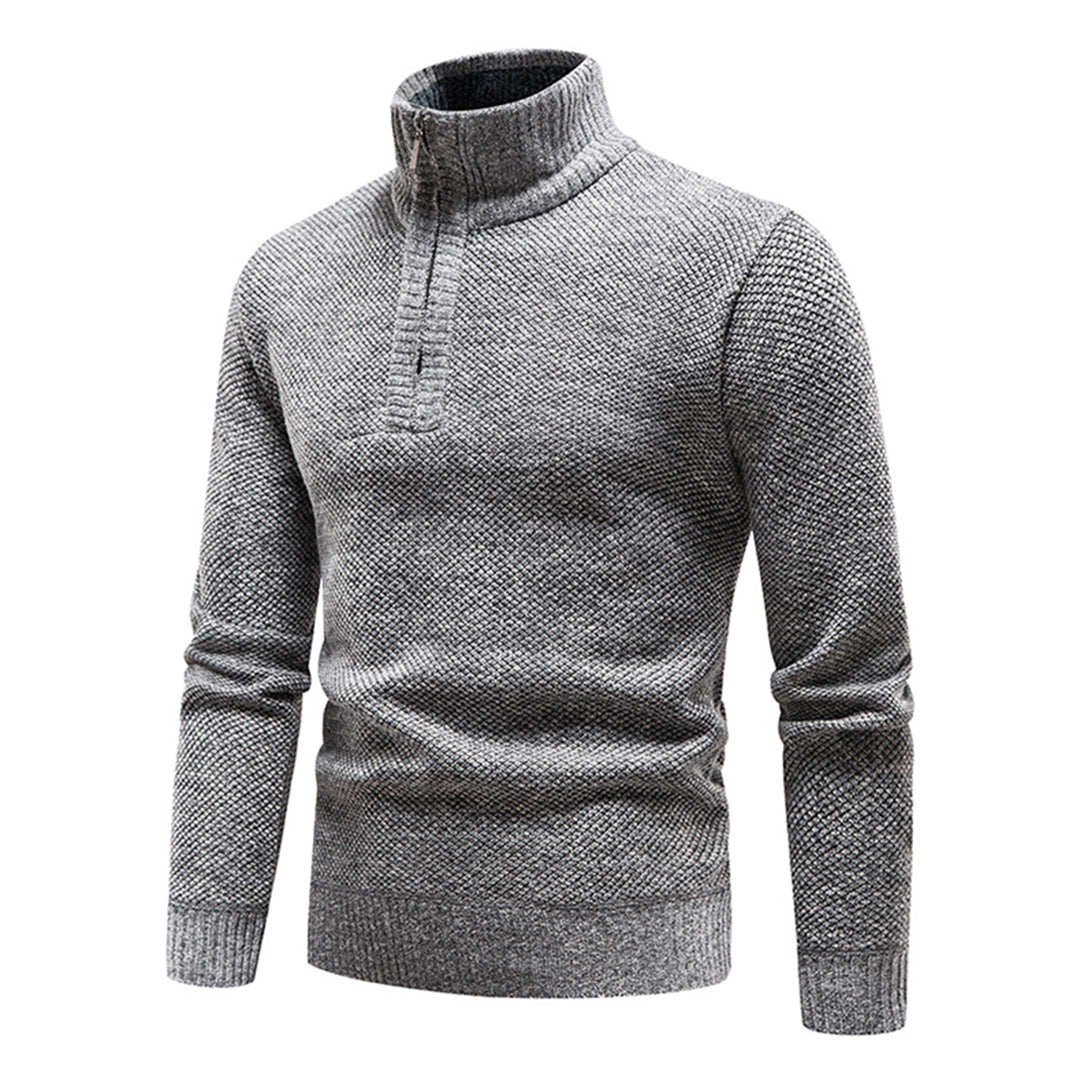Strickpullover für Herren mit halbem Reißverschluss – Cedric