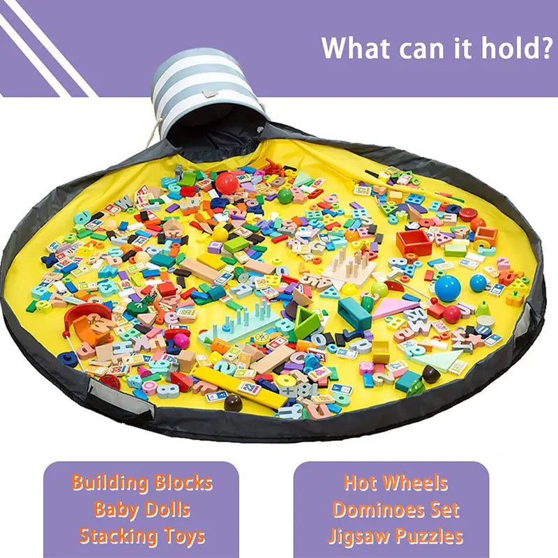 Große faltbare Spielzeug-Aufräummatte mit Korbfunktion für Kinderzimmer
