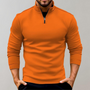 Orange Herrenpullover mit Reißverschluss, Langarm, modisch, bequem, Freizeitkleidung.