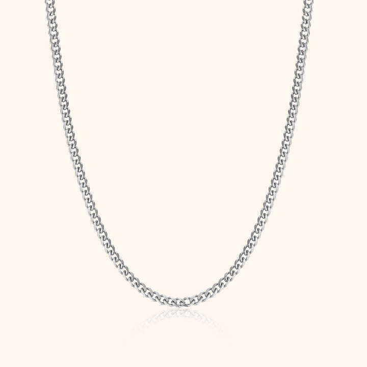 Silberne Halskette aus Edelstahl, elegante Kette für Damen und Herren, modisches Schmuckstück.