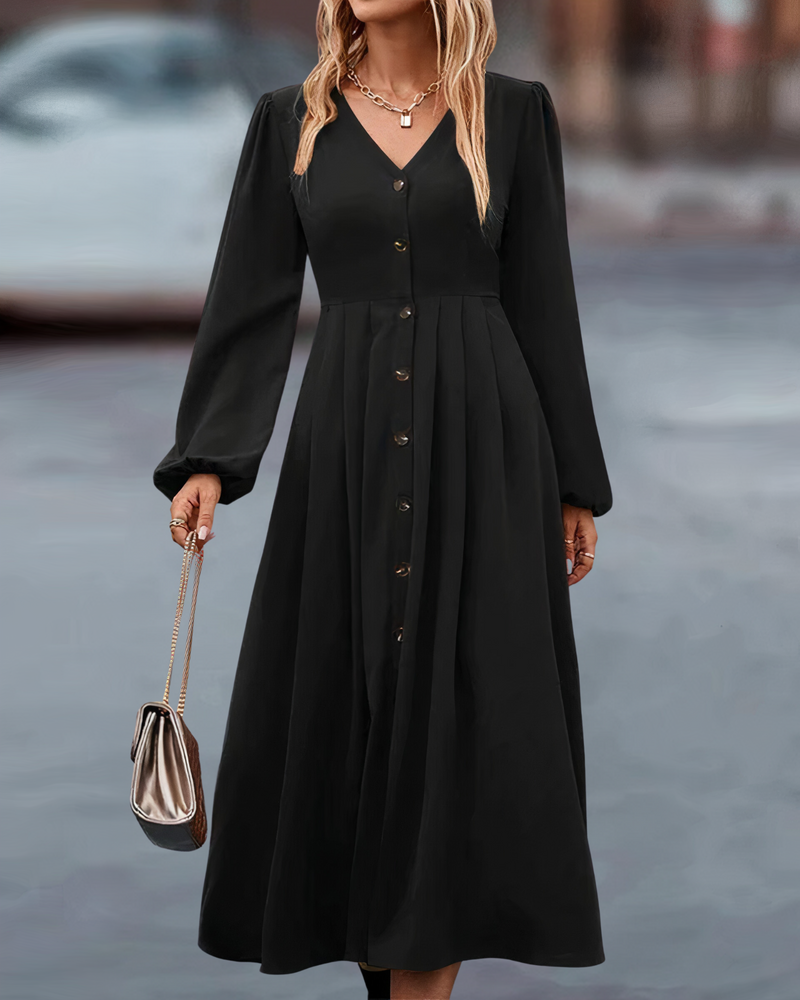 Maxi Herbstkleid mit Knopfverschluss – Amira