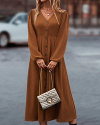 Maxi Herbstkleid mit Knopfverschluss – Amira