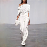 Herbstlicher weißer Damen-Jumpsuit mit zeitlosem Design – Liva