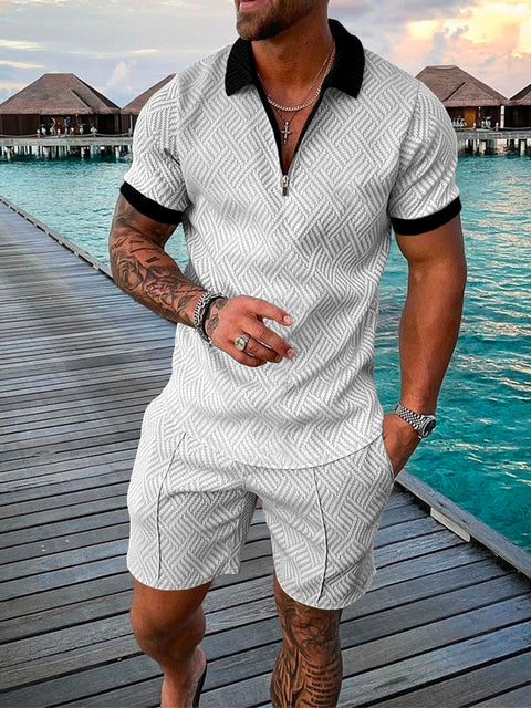 Zweiteiliges Herren Sommer Outfit mit Polo und Shorts – Damon