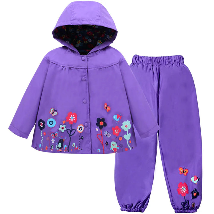Kinder Regenjacke Set wasser- & winddicht mit Kapuze und Hose – Liora
