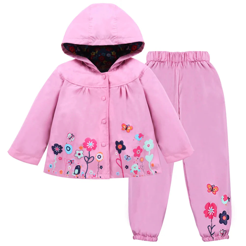 Kinder Regenjacke Set wasser- & winddicht mit Kapuze und Hose – Liora