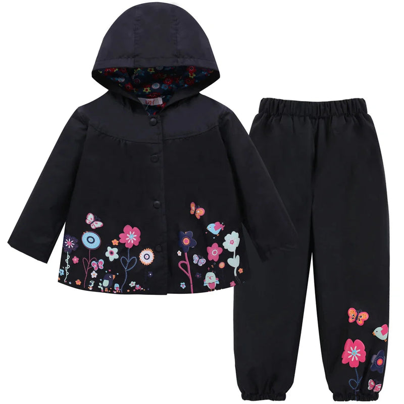 Kinder Regenjacke Set wasser- & winddicht mit Kapuze und Hose – Liora
