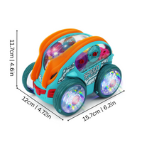 Spielzeugauto mit LED-Lichtern, türkis-orange, Kunststoff, Maße: 15,7x12x11,7 cm, Kinderfahrzeug