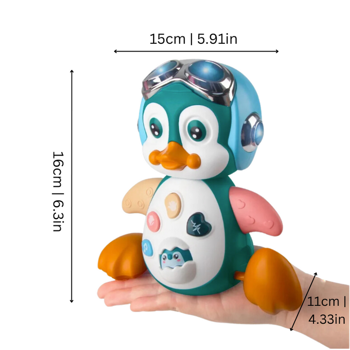 Spielzeug-Pinguin mit Musikfunktion, blau, 16cm, für Kinder, interaktiv, batteriebetrieben.
