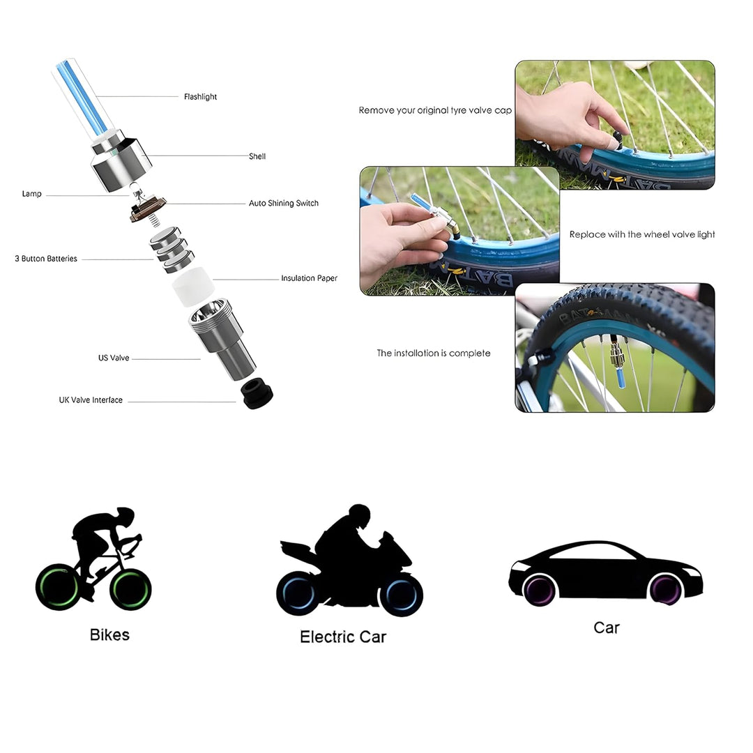 Set von 4 Leuchtenden Ventilkappen – GlowRims