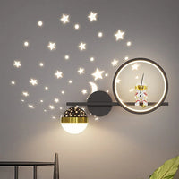 Moderne Kinderzimmer-Wandleuchte, LED, Sternmotiv, dimmbar, dreifarbig, Schlafzimmer-Dekor.