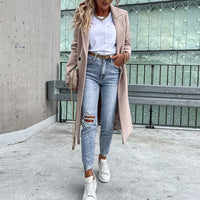 Langer Damenmantel mit Knopfleiste – Helena