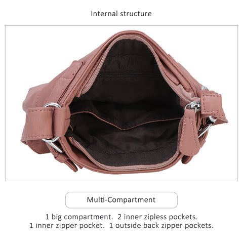 Rosa multifunktionale Anti-Diebstahl-Tasche, mehrere Fächer, modisch, Damenhandtasche.