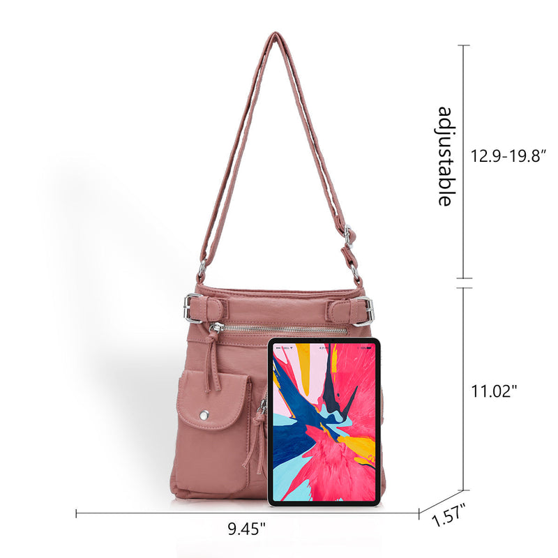 Rosa multifunktionale Anti-Diebstahl-Tasche, verstellbar, modisch, mit Tablet-Fach.