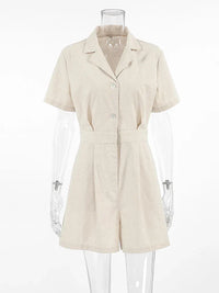 Leinen Sommer-Jumpsuit mit kurzen Ärmeln – Maelis