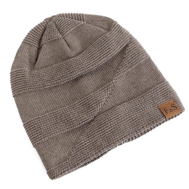 Unisex Strickmütze, braun, mit Futter, warm, lässig, Winter, Beanie, für Männer und Frauen.
