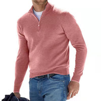 Männer Pullover rosa, Reißverschluss, langärmelig, Freizeit, Baumwolle, modisch, Herbstmode.