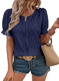 Luftiges & Stilvolles Damen Puffarm-Shirt mit Spitzenakzent – Noemi