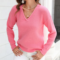 Damen Strickpullover mit V-Ausschnitt in lockerer Passform – Wanfrieda