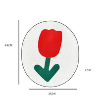 Runder Teppich mit roter Tulpe, 44x35cm, modernes Design, Wohnzimmerdekoration, Baumwolle.