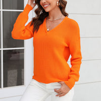 Damen Strickpullover mit V-Ausschnitt in lockerer Passform – Wanfrieda