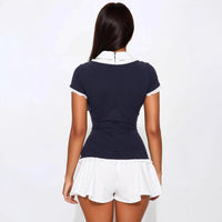 Trendi őszi miniruha fodros díszítéssel és testhezálló szabással – Nia