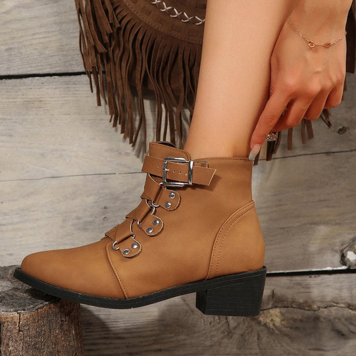 Damen Stiefeletten mit Blockabsatz im Vintage Look – Yolisa