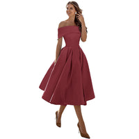 Schulterfreies & Figurbetontes Satin Partykleid für Damen – Mirella im Herbstzauber