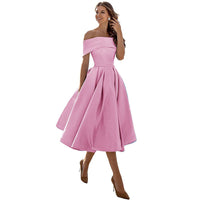 Schulterfreies & Figurbetontes Satin Partykleid für Damen – Mirella im Herbstzauber