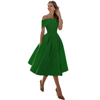 Schulterfreies & Figurbetontes Satin Partykleid für Damen – Mirella im Herbstzauber