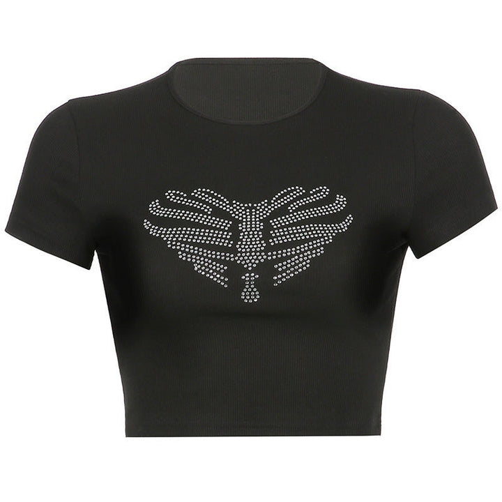 Trendy Damen Crop-Top mit Strass-Skelettmuster – Yara