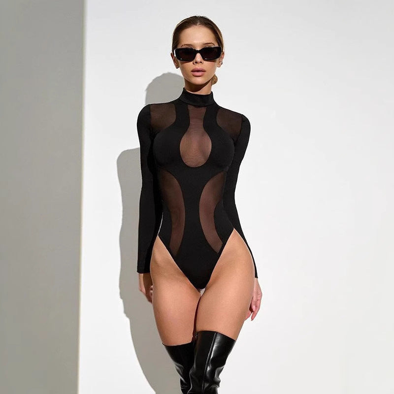 Trendiger Damen Bodysuit mit Cut-Outs & Mesh-Einsätzen – Nayeli