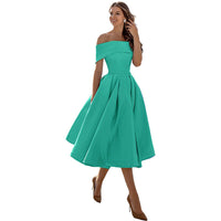 Schulterfreies & Figurbetontes Satin Partykleid für Damen – Mirella im Herbstzauber
