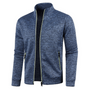 Blauer Herren-Hoodie mit Reißverschluss, Stehkragen, Sweatshirt, Baumwolle, modisch, bequem.