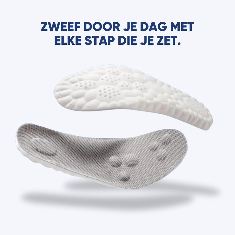 Orthopädische Einlegesohlen, ergonomisch, weiß, für Komfort und Unterstützung beim Gehen.