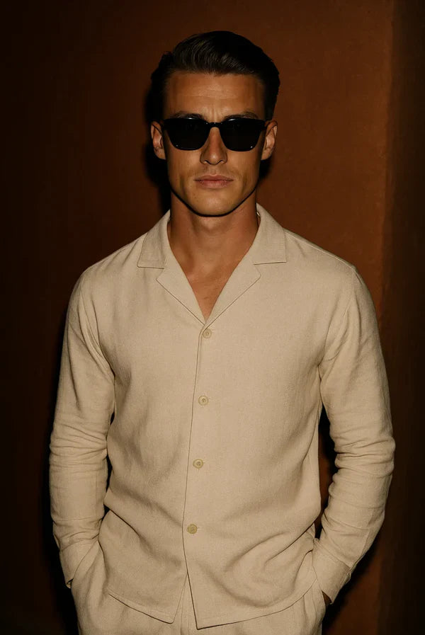 Stilvolles Herren Leinenhemd mit verdeckter Knopfleiste – Eliano