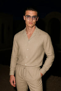 Stilvolles Herren Leinenhemd mit verdeckter Knopfleiste – Eliano