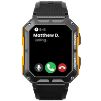 Unzerstörbare Smartwatch mit Herzfrequenzmesser, Schrittzähler, schwarz-orange, Outdoor.