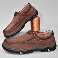 Braune orthopädische Lederschuhe, komfortabel, rutschfest, ideal für täglichen Gebrauch.